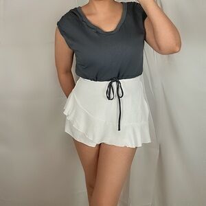 Gray Cropped Drawstring Top | Adjustable Hem | Minimalist Sleeveless Tee